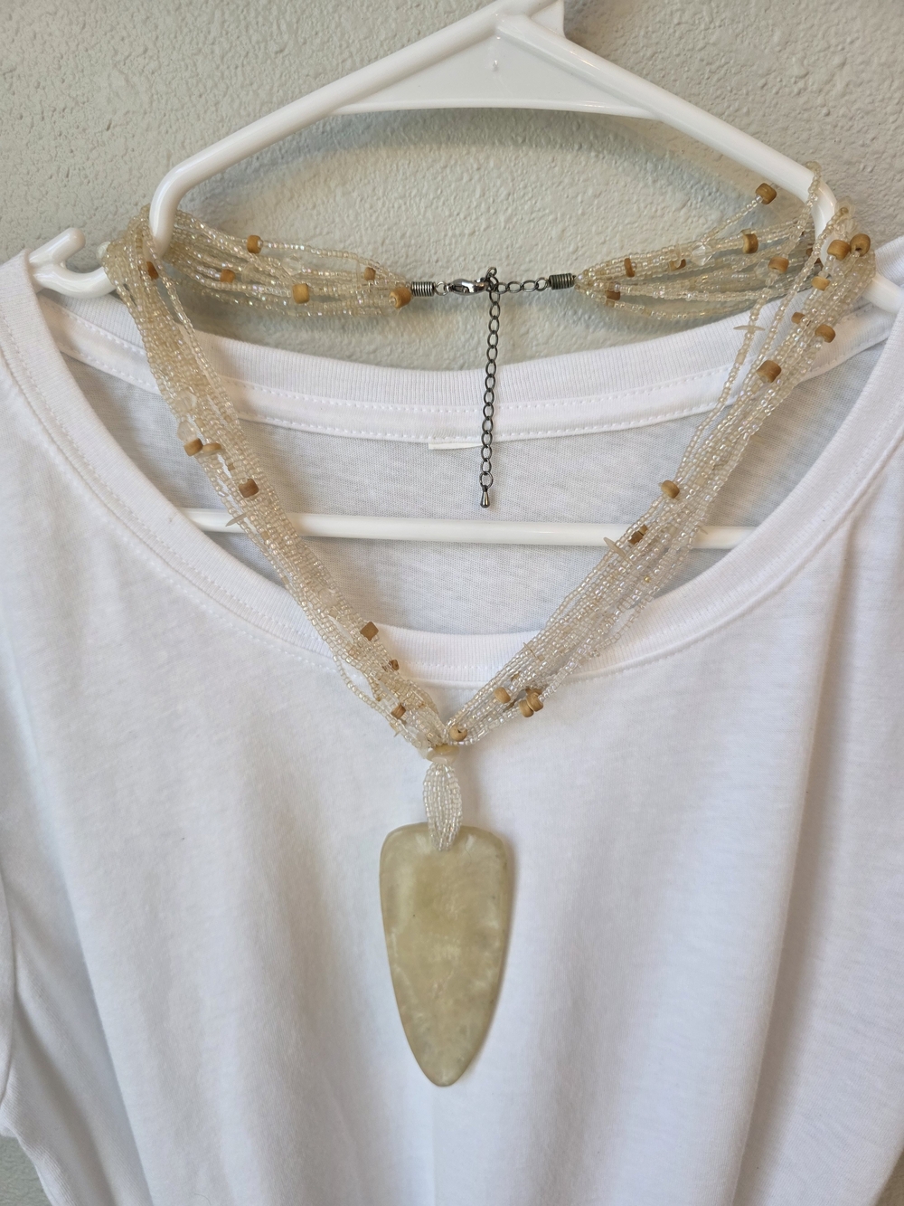 Beaded Cream Pendant Necklace - Brand #32